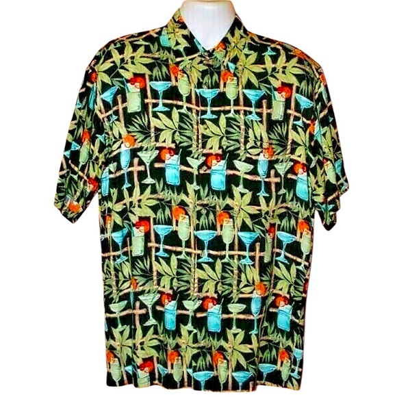 🔥SALE🔥CAMPIA MODA VINTAGE HAWAIIAN TROPICAL MARTINI 100% RAYON SHIRT SZ LG - Picture 1 of 9